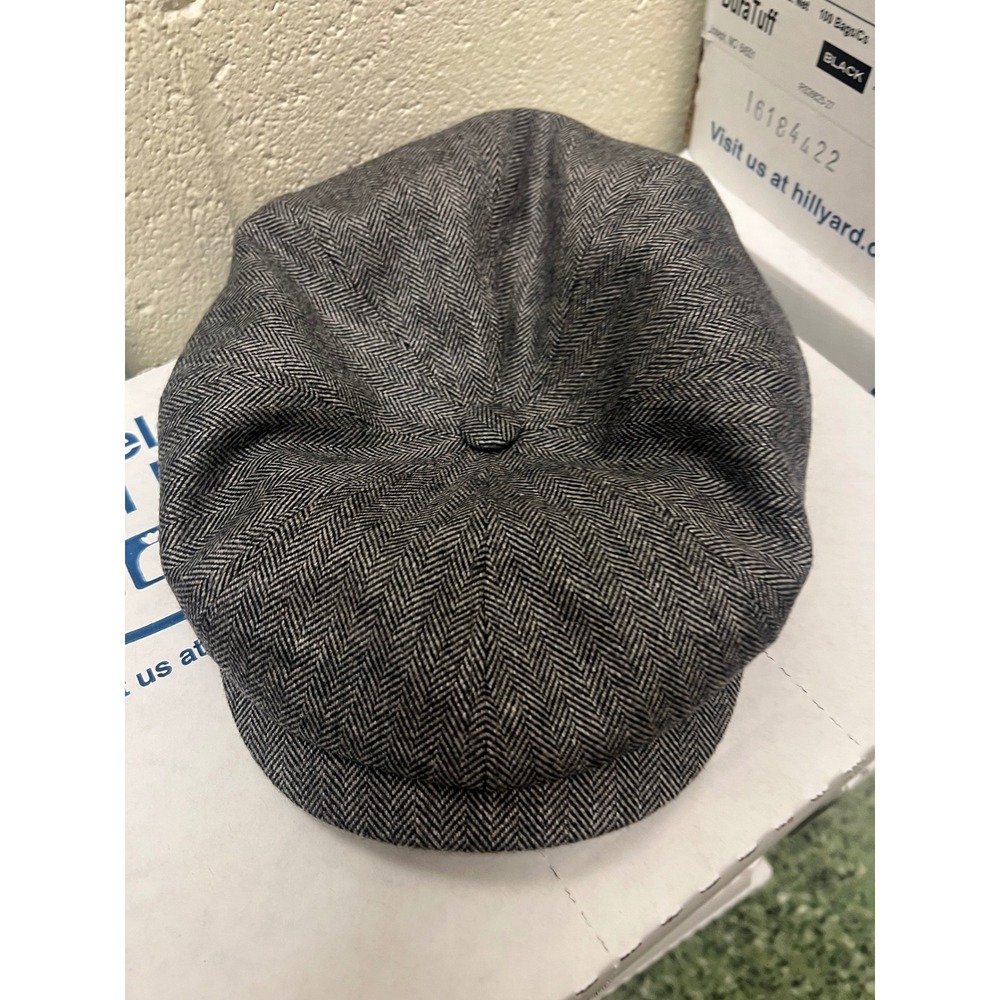 Stetson Chester Cap Grey Herringbone Wool Silk Cashmere Hat Sz 57 M Scally